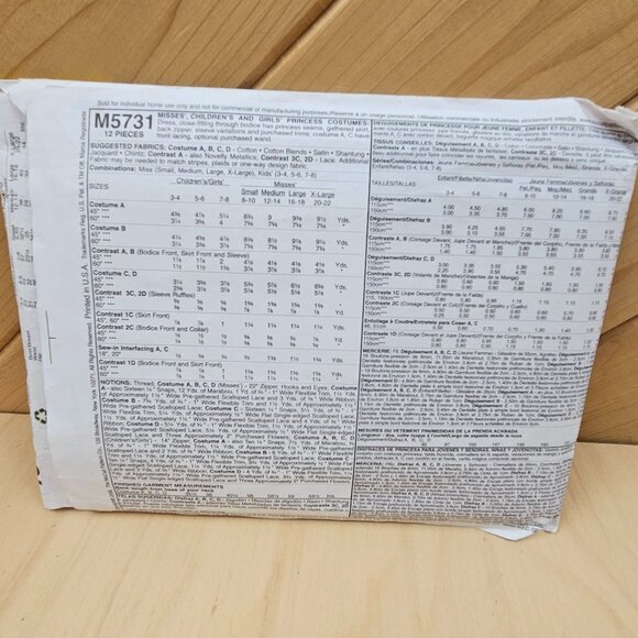 McCalls M5731 Misses Childrens & Dolls Princess Costumes Sewing Pattern 4-5-6 - Picture 2 of 4